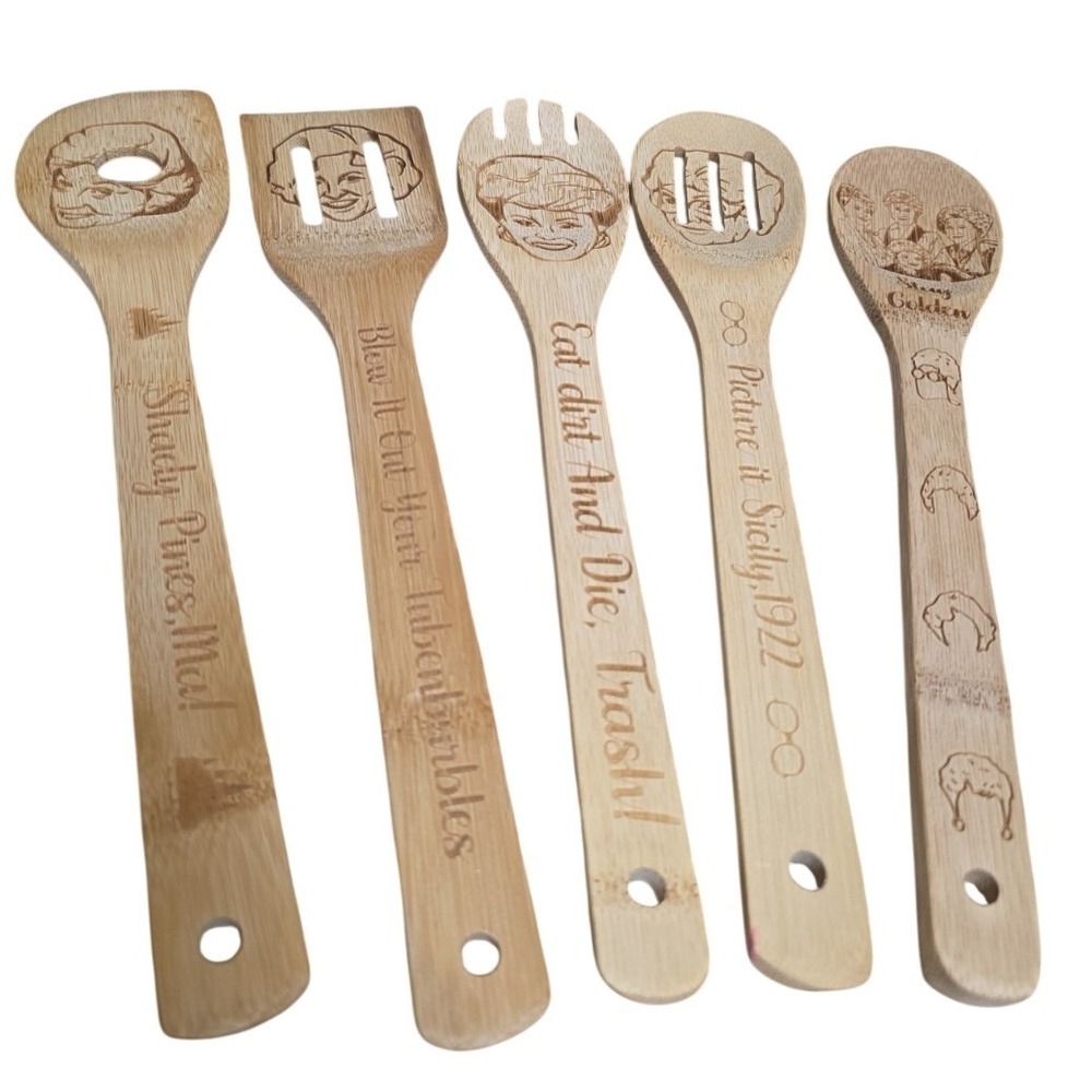 Golden Girls‎ Bamboo Kitchen Cooking Spoon Set 6 Utensils